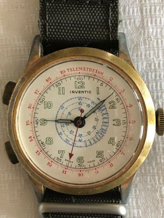 Inventic Calendar 38 Mm Mechanical Swiss Vintage Very Rare Watch
