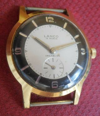Vintage 1950s LANCO 15 Jewels Swiss Watch Running Wristwatch 3