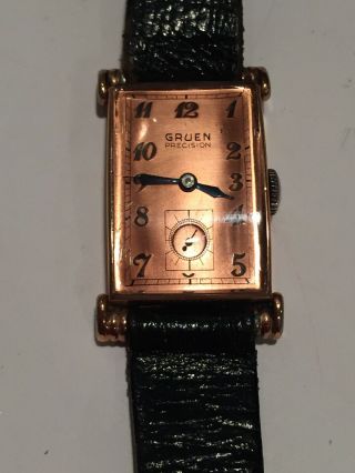 Vintage Gruen Men’s Fancy Lugs Rose Gold Watch 17j — Rare Precision Caliber 355c