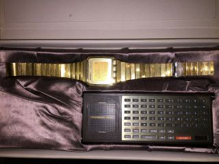 Gold Seiko Uw - 02 Memo Diary,  Keyboard,  Box Rare Vintage Lcd Digital Watch