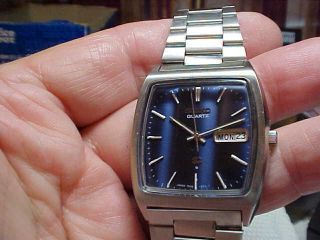 Vintage Mans Seiko Quartz Watch Blue Dial Model 7546 - 5010 All S/s