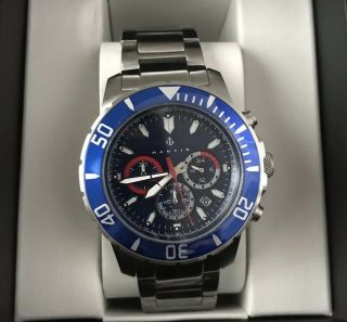 Nautis 45mm Dive Blue Chrono 500 Watch Sapphire Crystal Helium Valve