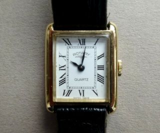 Ladies Vintage Swiss 9ct Gold Rotary Wrist Watch Quartz - Leather Strap