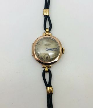 J.  W Benson London Swiss Made 9ct Gold Ladies Watch 1930 Case Weight 3.  90 Grams