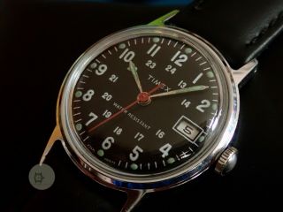 Popular Vintage Military Type Watch Timex Sprite Gb Recently Serviced 1975 M25