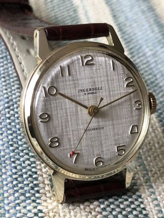 Vintage Mens Watch Ingersoll 5 Jewels Made In Gb Textured Dial Lovely Watch