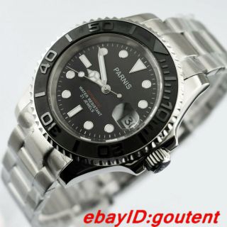 41mm Parnis Ceramic Bezel Black Dial Sapphire Crystal Automatic Movement Watch