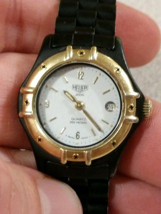 Rare Heuer 2000 (pre Tag) Ladies Black Pvd Case18k Bezel.  Stunning And