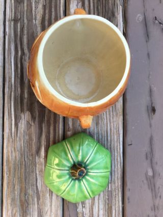 RARE GREEN LID 1950’s McCoy Pottery Pumpkin Jack o’ Lantern Cookie Jar 5