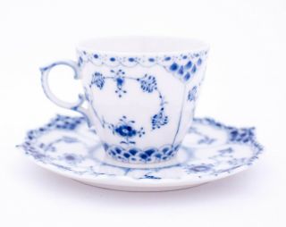 12 Cups & Saucers 1038 - Blue Fluted Royal Copenhagen - Full Lace 1:st Quality 5