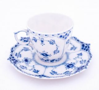 12 Cups & Saucers 1038 - Blue Fluted Royal Copenhagen - Full Lace 1:st Quality 6