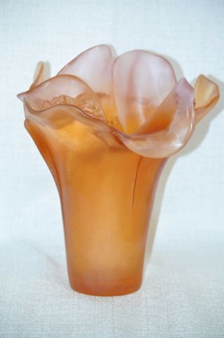DAUM Camellia Amber Medium Vase Crystal Collectible Moyen Modele 03261 NIB 4