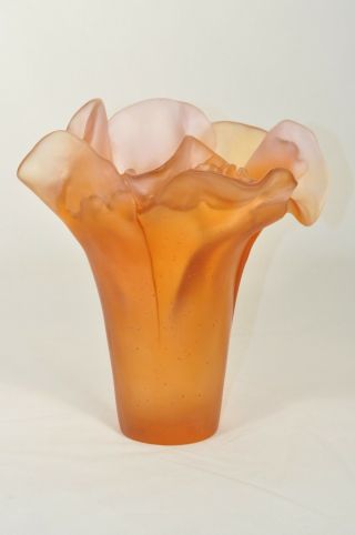 DAUM Camellia Amber Medium Vase Crystal Collectible Moyen Modele 03261 NIB 5