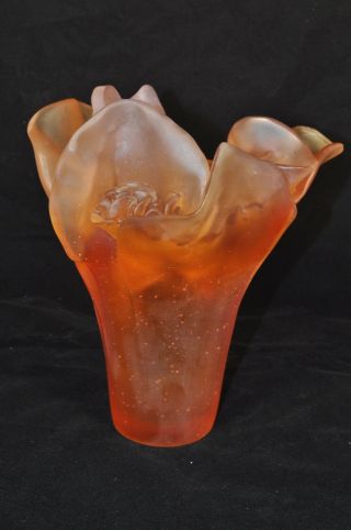 DAUM Camellia Amber Medium Vase Crystal Collectible Moyen Modele 03261 NIB 9