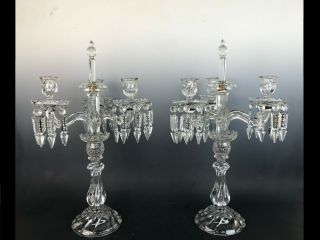 Baccarat Candelabra Candle Holder Crystal Glass Prisms