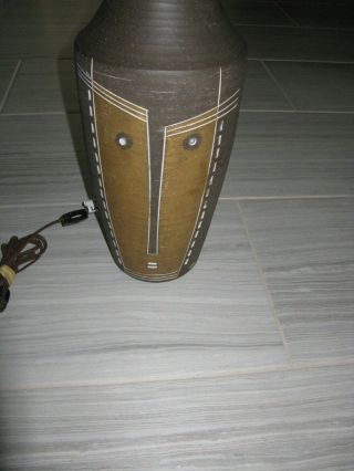 Jaap Ravelli Mid Century Dutch Pottery Tall Lamp Vase African Tribal Mask