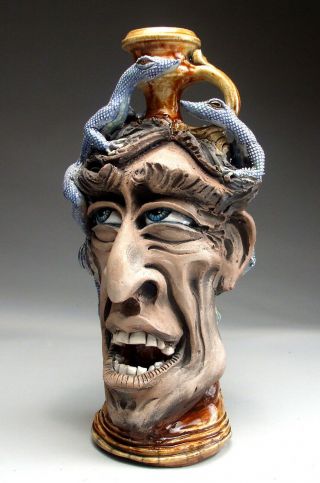 Lizard Face Jug southern folk art Pottery sculpture by Mitchell Grafton 5