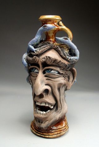 Lizard Face Jug southern folk art Pottery sculpture by Mitchell Grafton 6