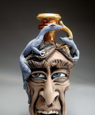 Lizard Face Jug southern folk art Pottery sculpture by Mitchell Grafton 7