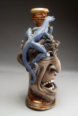 Lizard Face Jug southern folk art Pottery sculpture by Mitchell Grafton 8