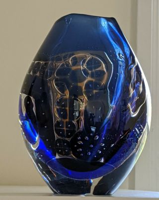 Edwin Ohstrom SIgned Orrefors Ariel Art Glass Vase Dove and Woman 10