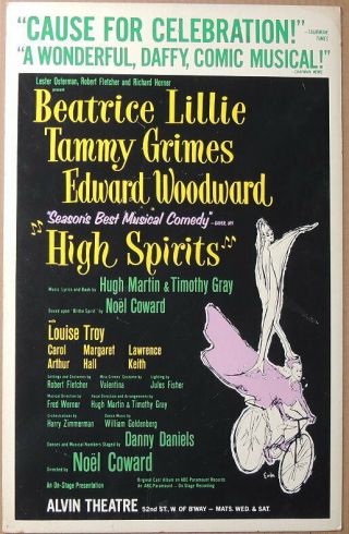 Triton Offers Orig 1964 Broadway Poster High Spirits Bea Lillie Tammy Grimes