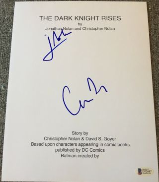Christopher Jonathan Nolan Signed Autograph " Dark Knight Rises " Script Beckett