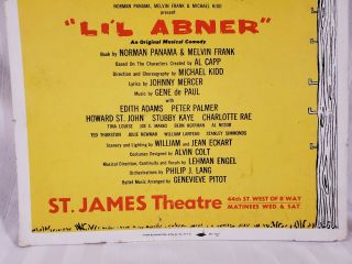 St James Theatre Broadway Musical Stage Play Window Card WC Al Capp Li ' l Abner 4