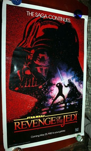 Rolled Revenge Of The Jedi 27 X 41 Teaser One Sheet Poster Edge Wear 1983 Date