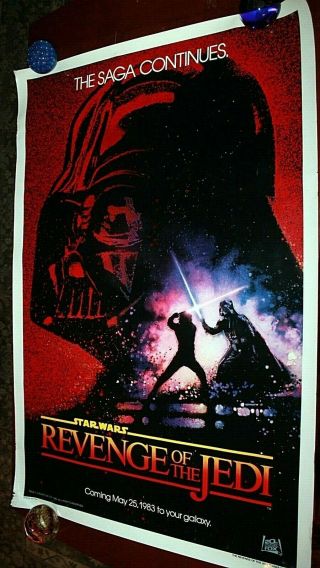 rolled REVENGE OF THE JEDI 27 x 41 Teaser One Sheet Poster Edge Wear 1983 DATE 2