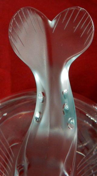 RENE LALIQUE FRANCE LARGE ART GLASS CAVIAR Shrimp BOWL EGOR STURGEON FISH FEET 10