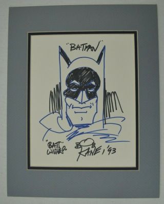 Bob Kane Hand Drawn Signed Batman Art Animation Drawing 100 Authentic