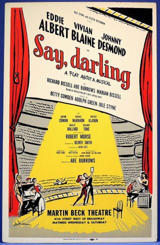 Triton Offers Orig 1958 Broadway Poster Say,  Darling Eddie Albert Vivian Blaine