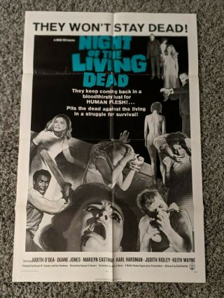 Night Of The Living Dead One Sheet Movie Poster George Romero Zombies