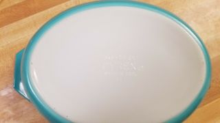vintage pyrex turquoise casserole trailing vines,  HTF and rare 3