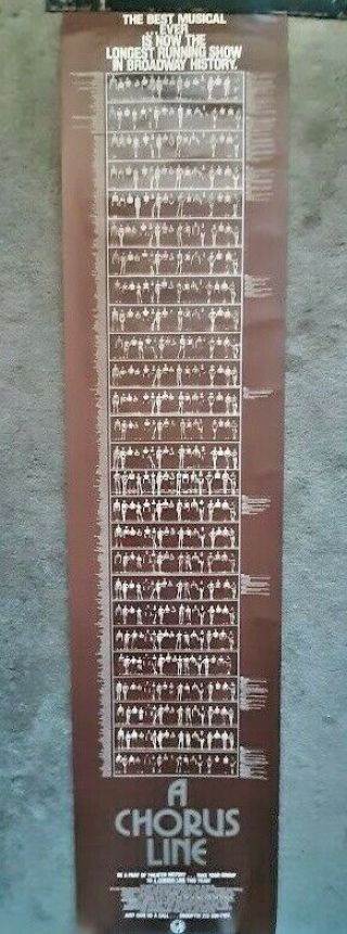 A Chorus Line Poster 72 " X 16 " Longest Running Show On Broadway 1983 Rare Scarce