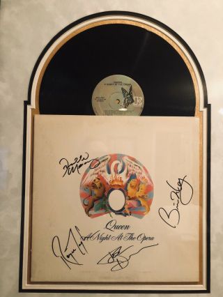 Queen - A Night At The Opera Autographed Album,  Framed, .  Bohemian Rhapsody 6