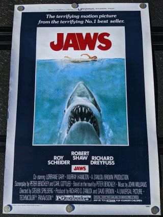 Jaws 1975 Movie Poster / Rolled / Steven Spielberg Litho