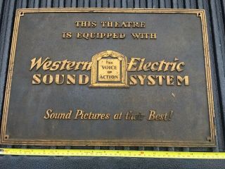 Rare Western Electric Sound System Theater Sign 1920 - 30s Movies