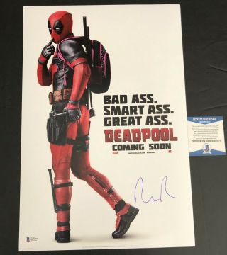 Ryan Reynolds Signed 12x18 Deadpool Poster Autograph Photo Beckett Bas 2