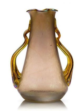 Loetz Glass Vase With Handles Ausf.  131 Pink Body