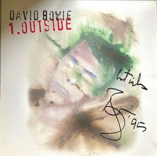 David Bowie Signed Outside Promo Flat 12 " X 12 " With And Photo Autograph