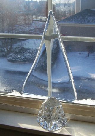 Vintage Daum France Crystal 16 " Sailboat & Base Signed Art Glass Sculpture