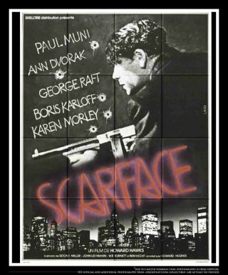 Scarface B.  Karloff 4x6 Ft French Grande Movie Poster Rerelease 1932