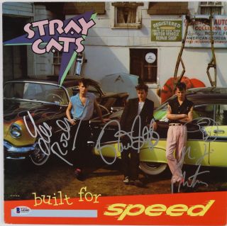 Stray Cats Beckett Fully Signed Autograph Record Vinyl Brian Setzer Lee Slim Jim