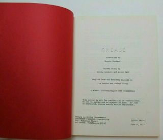 GREASE / Bronte Woodard 1977 Screenplay,  John Travolta & Olivia Newton - John 3