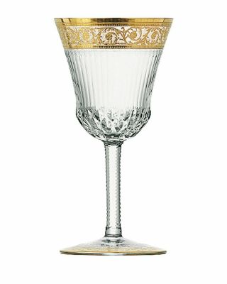 Saint Louis Crystal 6 Crystal Thistle Gold Water Goblet 7.  5”t