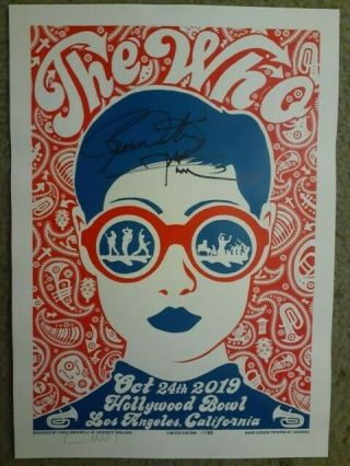 The Who Vip Poster Signed Pete Townshend Roger Daltrey Hollywood Bowl La 10/24