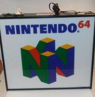 Vintage Retro Nintendo 64 Rare Lighted Retail Display Sign N64 Video Games