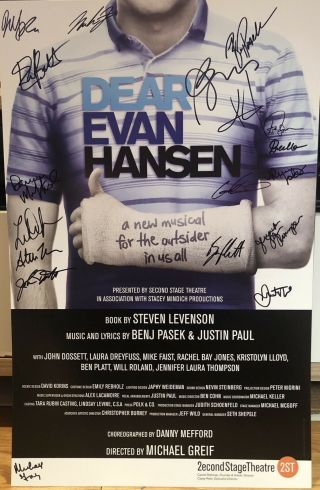 Ben Platt,  Pasek,  Paul,  Signed Dear Evan Hansen Pre - Broadway Poster Windowcard